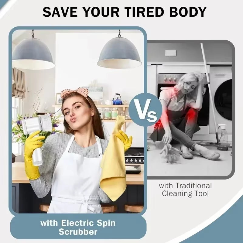 Electric Spin Scrubber with 5 Replaceable Brush Heads for Efficient Bathroom Cleaning