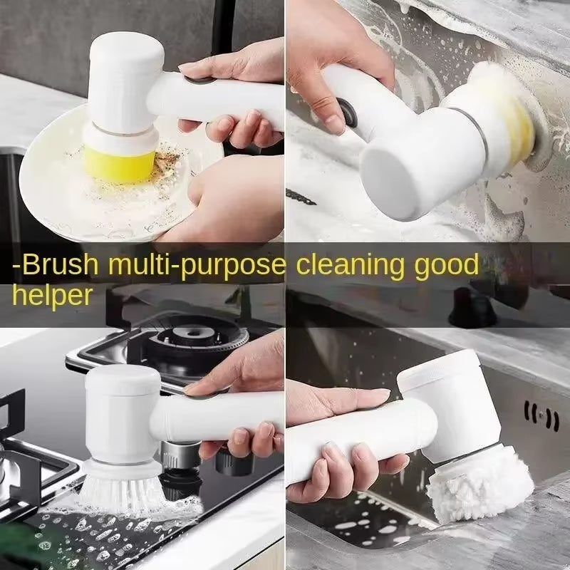 Electric Spin Scrubber with 5 Replaceable Brush Heads for Efficient Bathroom Cleaning